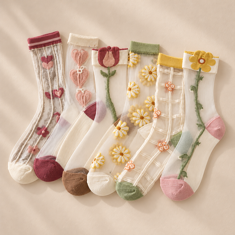 Chaussettes fantaisie mignonnes femme, pack 6 paires La Ravissante – Lou Renard