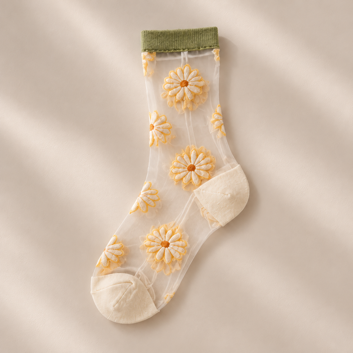 Chaussettes transparentes femme à fleurs – La Ravissante Lou Renard