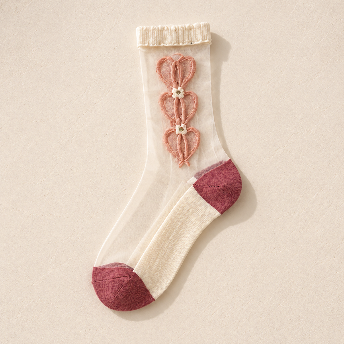 Chaussettes transparentes femme à fleurs – La Ravissante Lou Renard