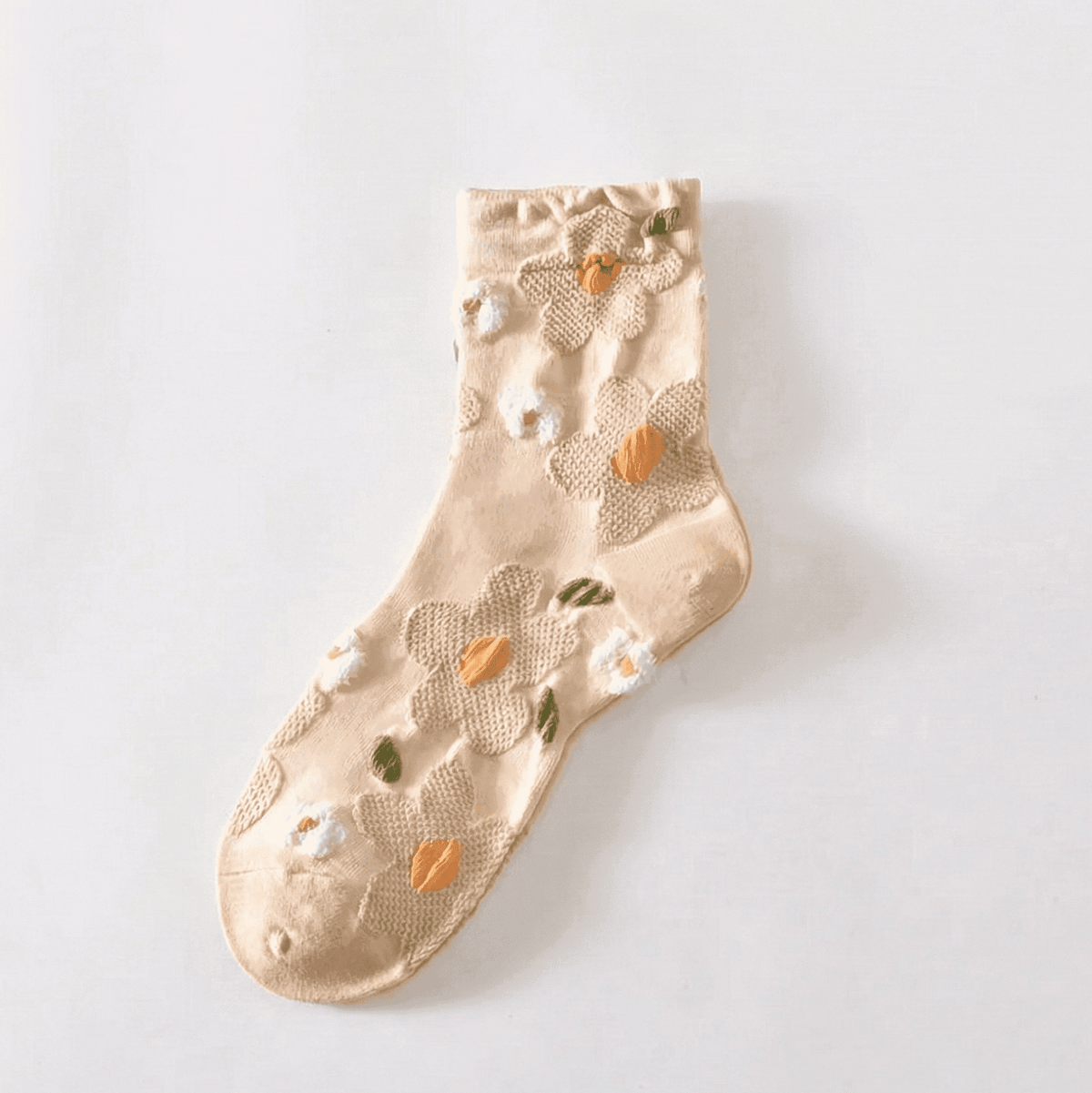 Chaussettes fantaisie femme à fleurs, Beige – L'Ingénue Lou Renard