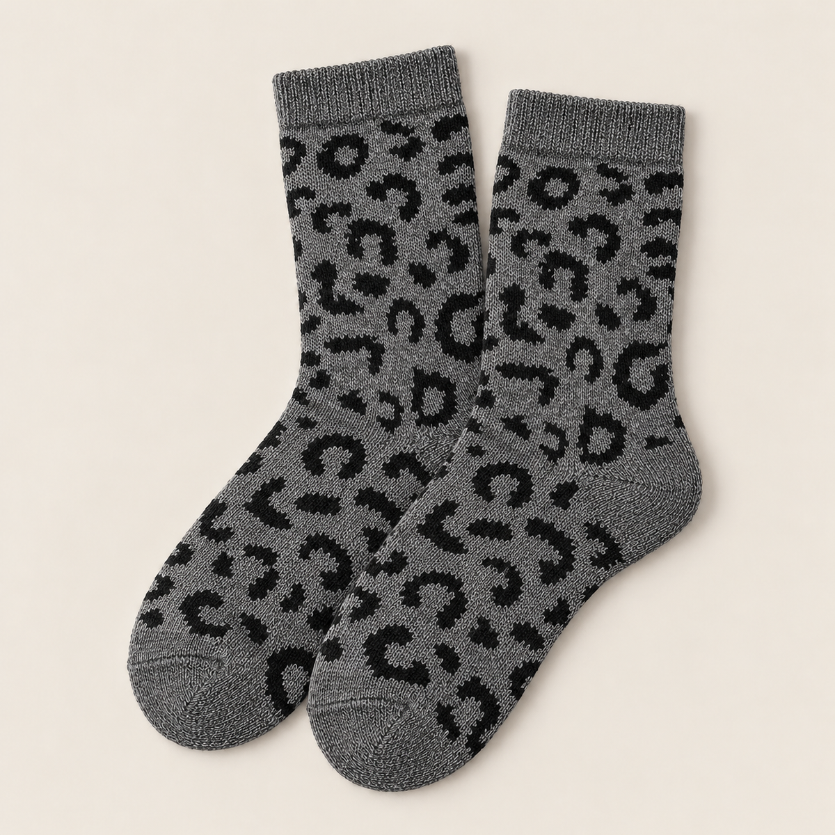 Chaussettes fantaisie léopard femme, Gris – La Bestiale Lou Renard