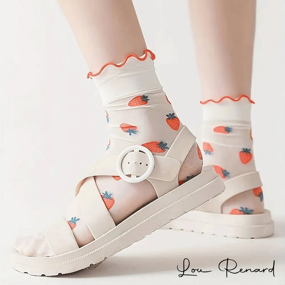 Chaussettes fantaisie transparentes a motifs L Adorable I Lou Renard