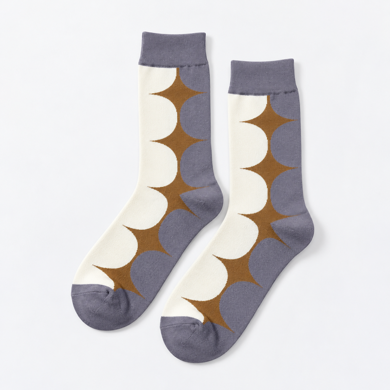 Chaussettes rétro femme motifs années 70, Gris – L'Étonnante Lou Renard