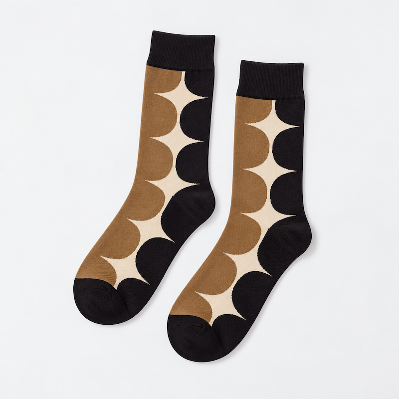 Chaussettes rétro femme motifs années 70, Noir – L'Étonnante Lou Renard
