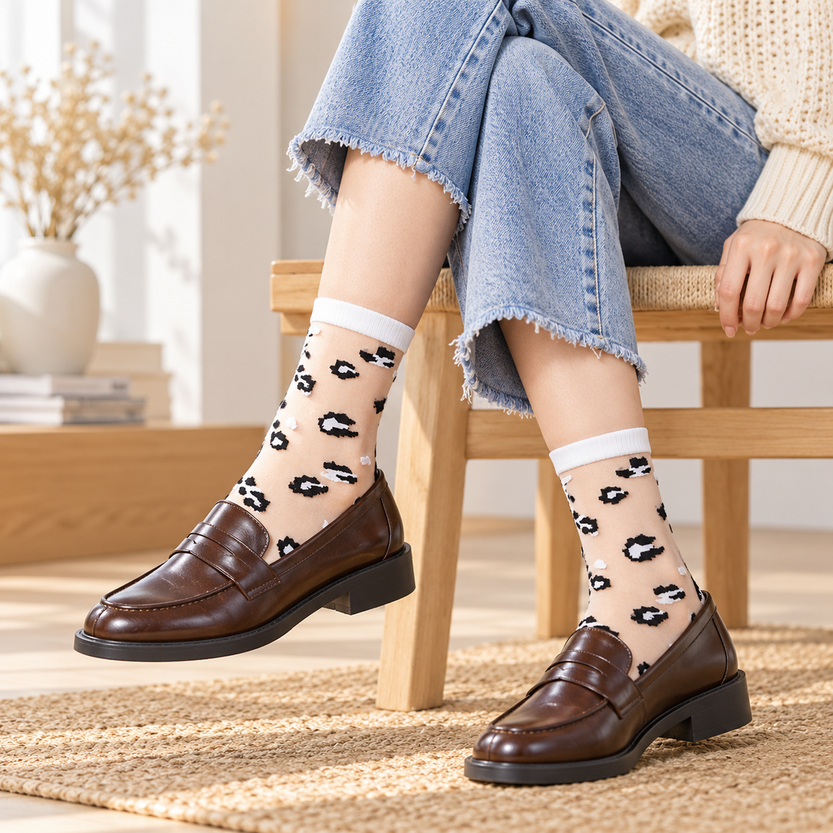Chaussettes transparentes femme léopard – L'Extravertie Lou Renard