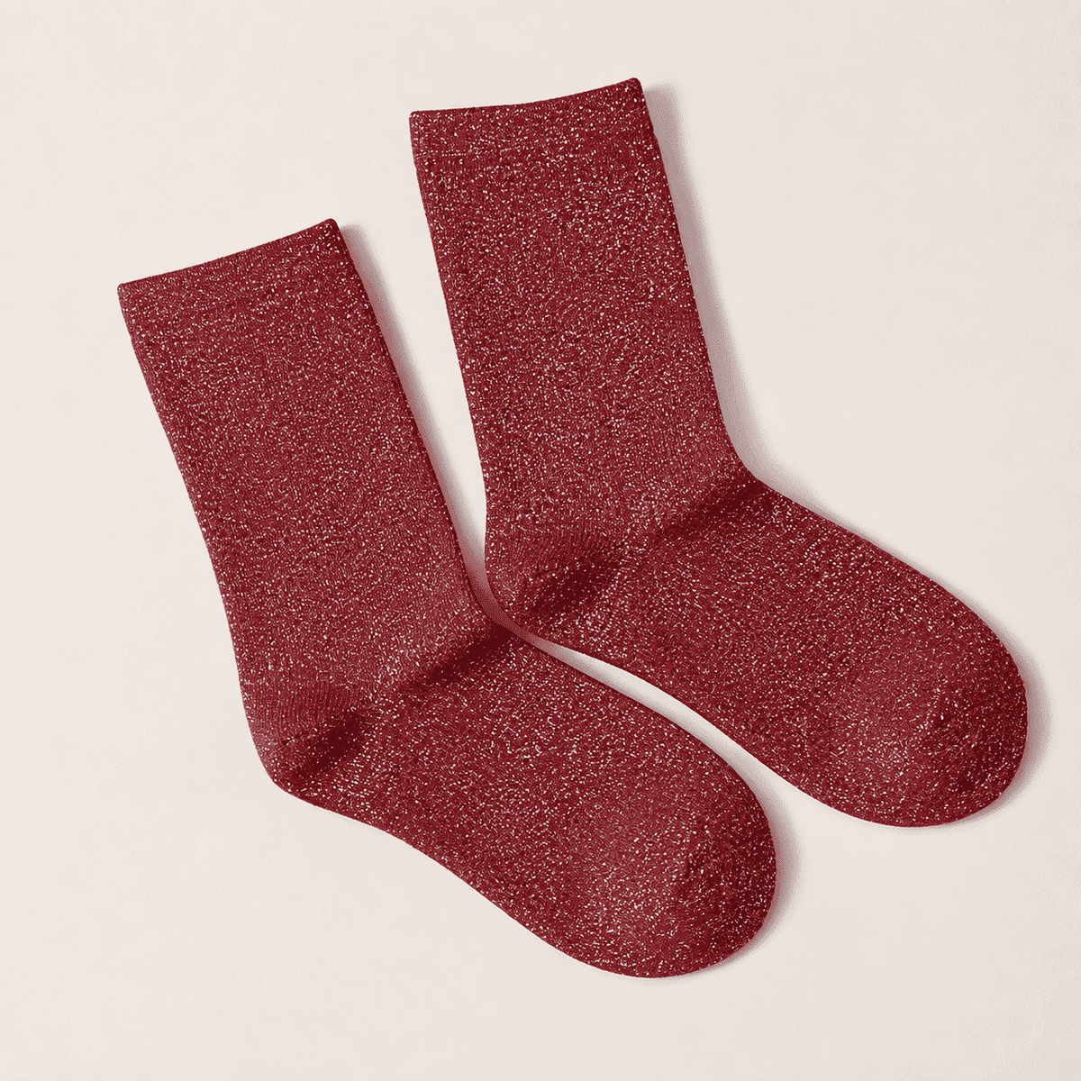 Chaussettes hautes à paillettes femme, Rouge – L'Étincelante Lou Renard