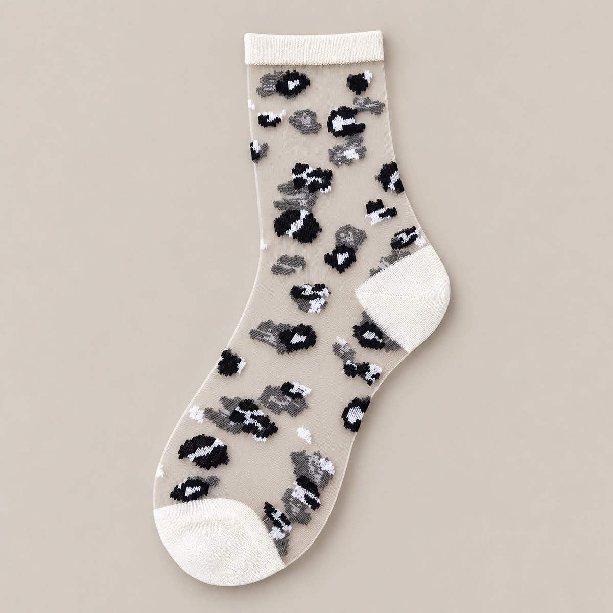 Chaussettes transparentes femme léopard, Blanc – L'Extravertie Lou Renard