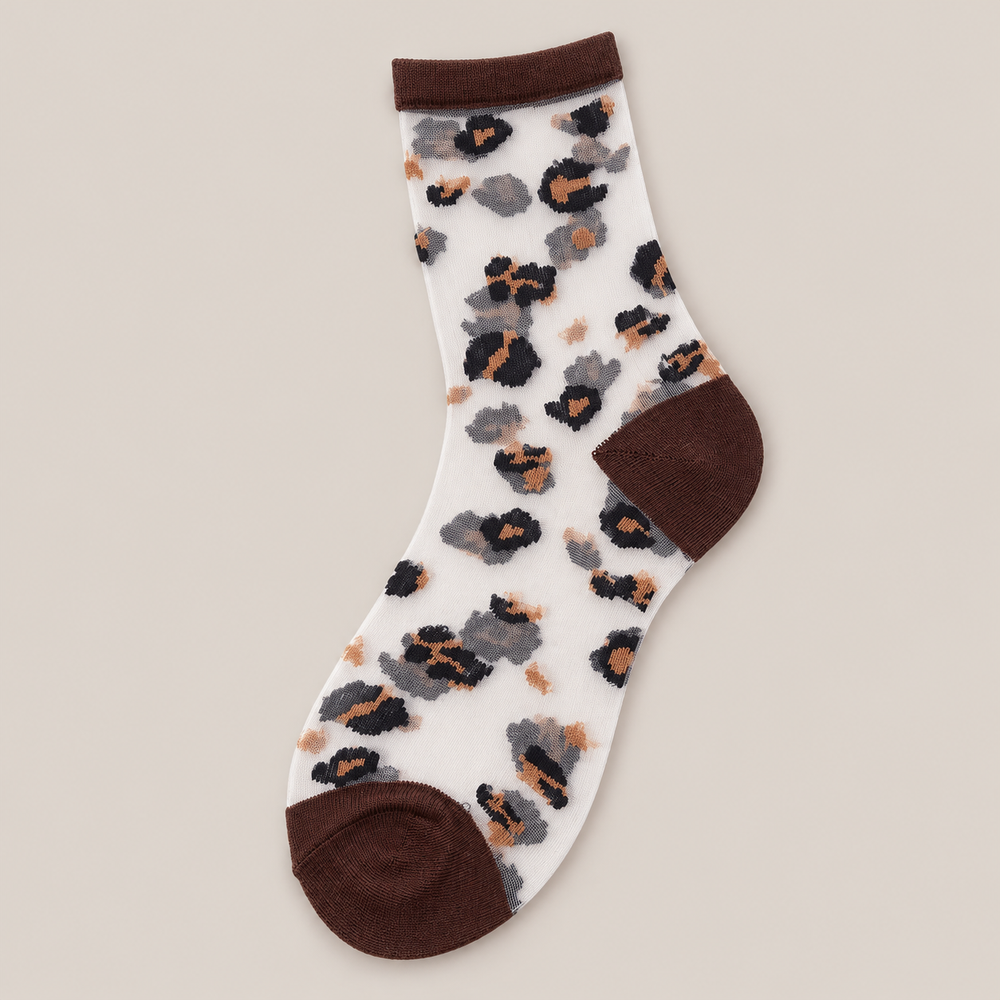 Chaussettes transparentes femme léopard, Chocolat – L'Extravertie Lou Renard
