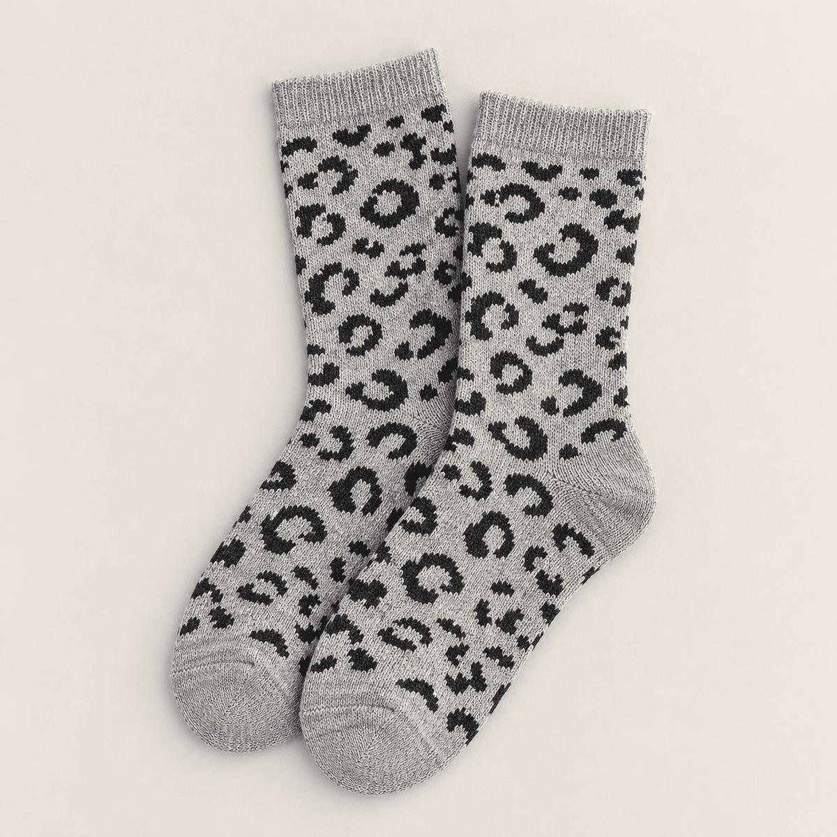 Chaussettes fantaisie léopard femme, Gris clair – La Bestiale Lou Renard