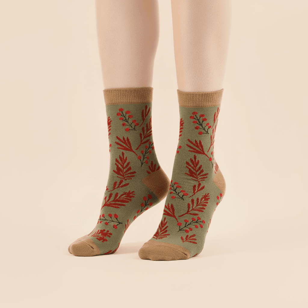 Chaussettes d'hiver femme à carreaux – La Cosy Lou Renard