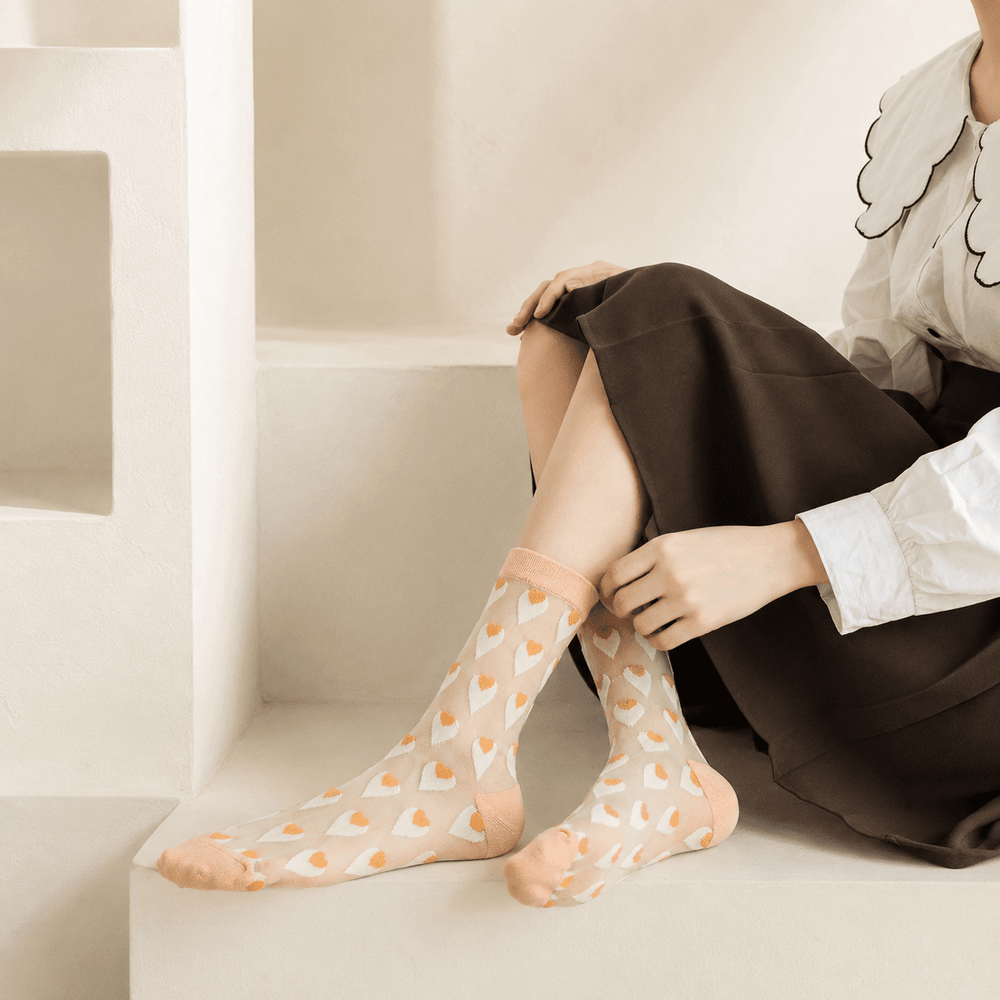 Chaussettes transparentes femme à motifs – La Délicate Lou Renard