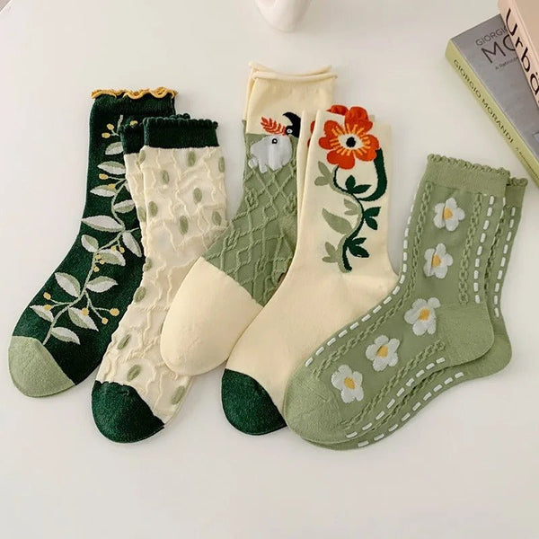LOFIR Chaussettes Fantaisie Filles Coton: Modèle Animal Motif Soquettes Chat Chien Chaussettes Enfants Drôles Et Mignon Chat Taille 23-26 5 Paires