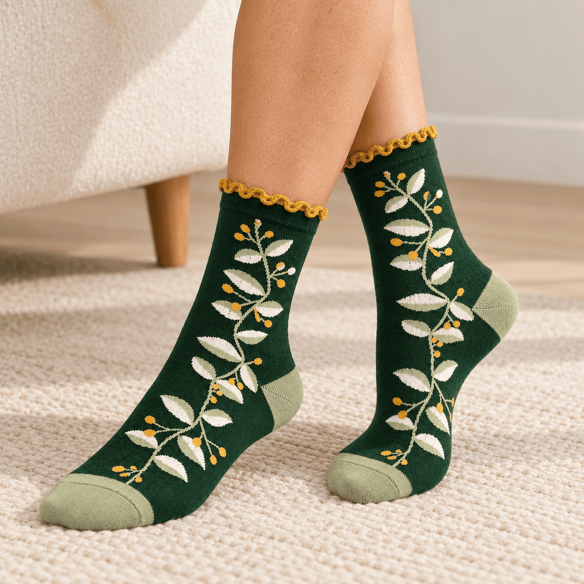 Chaussettes fantaisie femme à fleurs en relief – La Fantastique Lou Renard