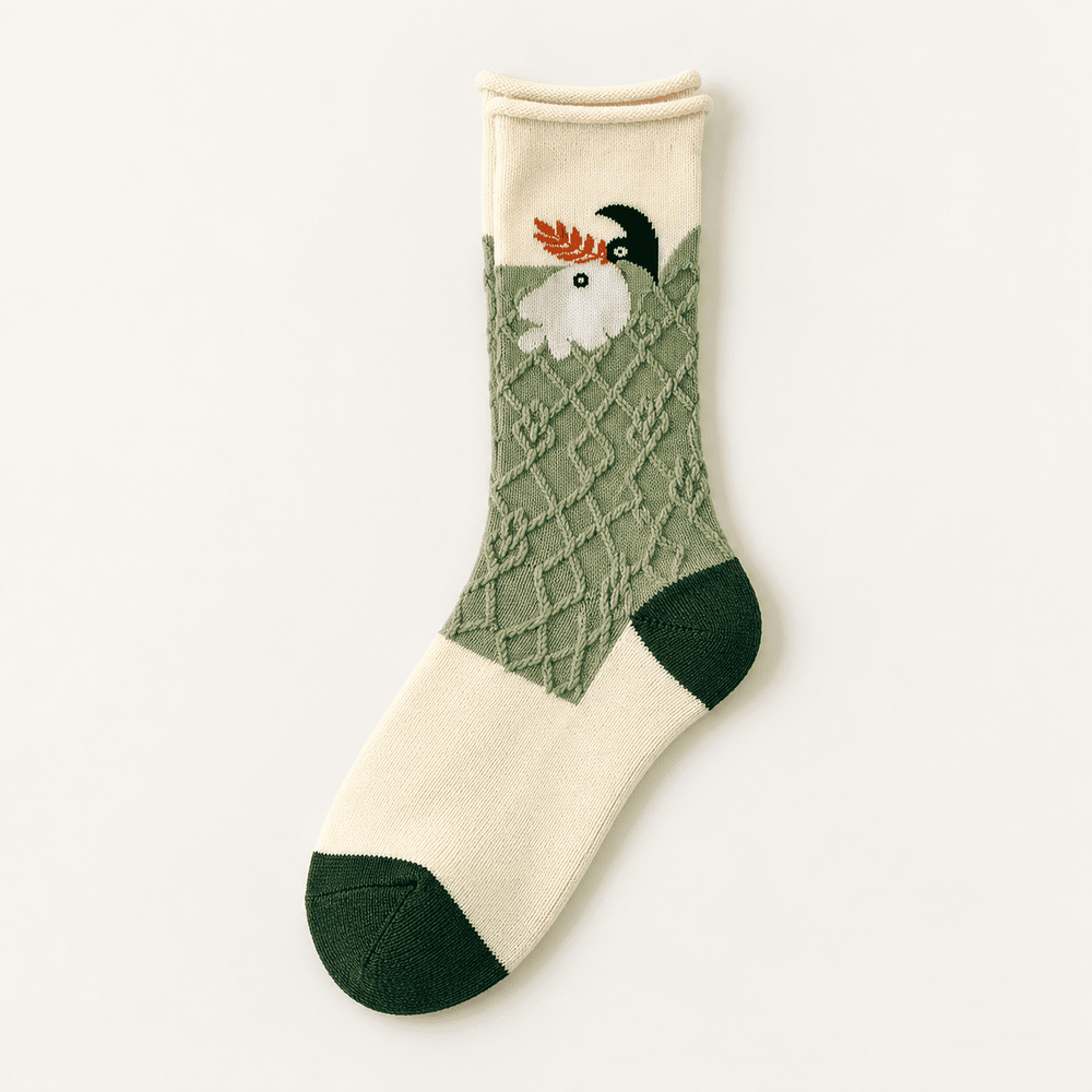 Chaussettes fantaisie femme à fleurs en relief – La Fantastique Lou Renard