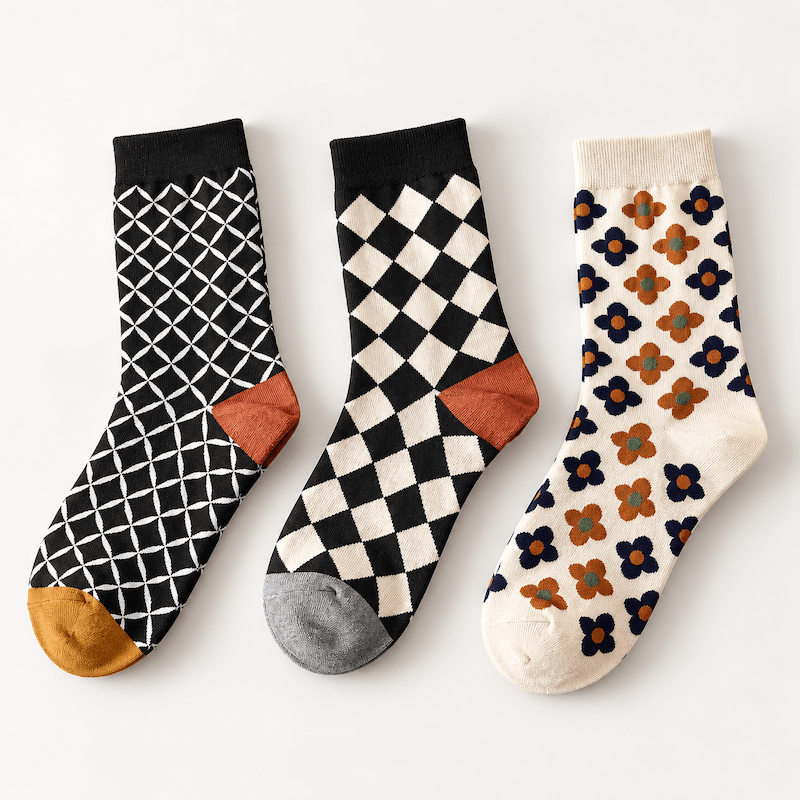 Chaussettes fantaisie femme à fleurs – La Minutieuse Lou Renard