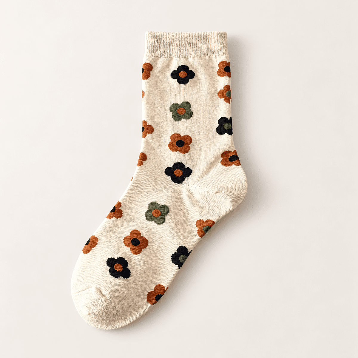 Chaussettes fantaisie femme à fleurs, Fleurs 2 – La Minutieuse Lou Renard
