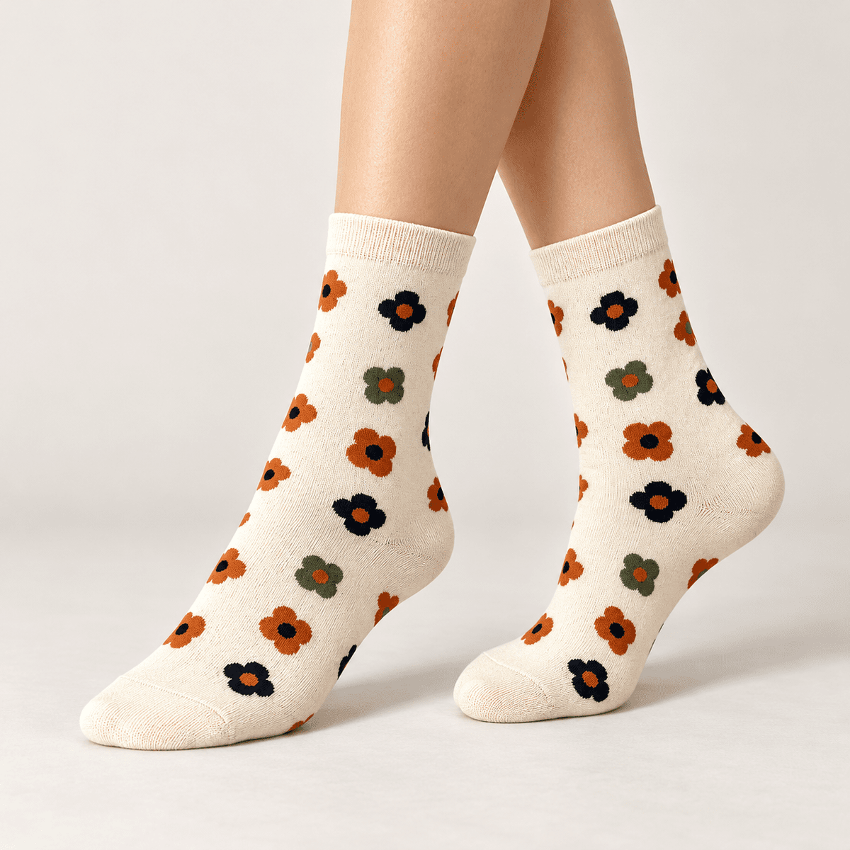 Chaussettes fantaisie femme à fleurs – La Minutieuse Lou Renard