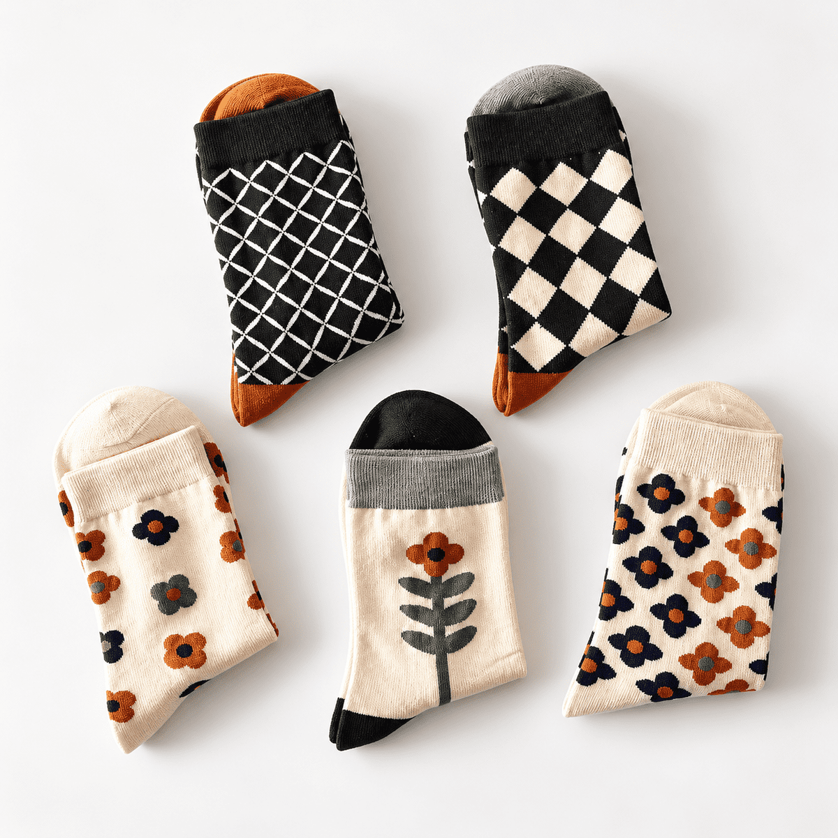 Chaussettes fantaisie femme à fleurs – La Minutieuse Lou Renard
