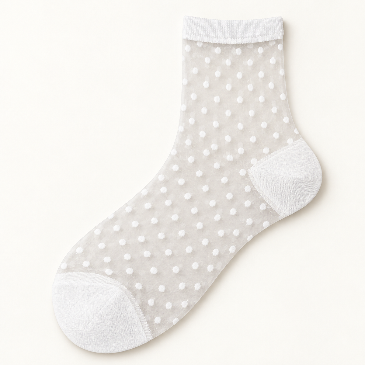 Chaussettes transparentes femme, Moucheté blanc – La Séductrice Lou Renard