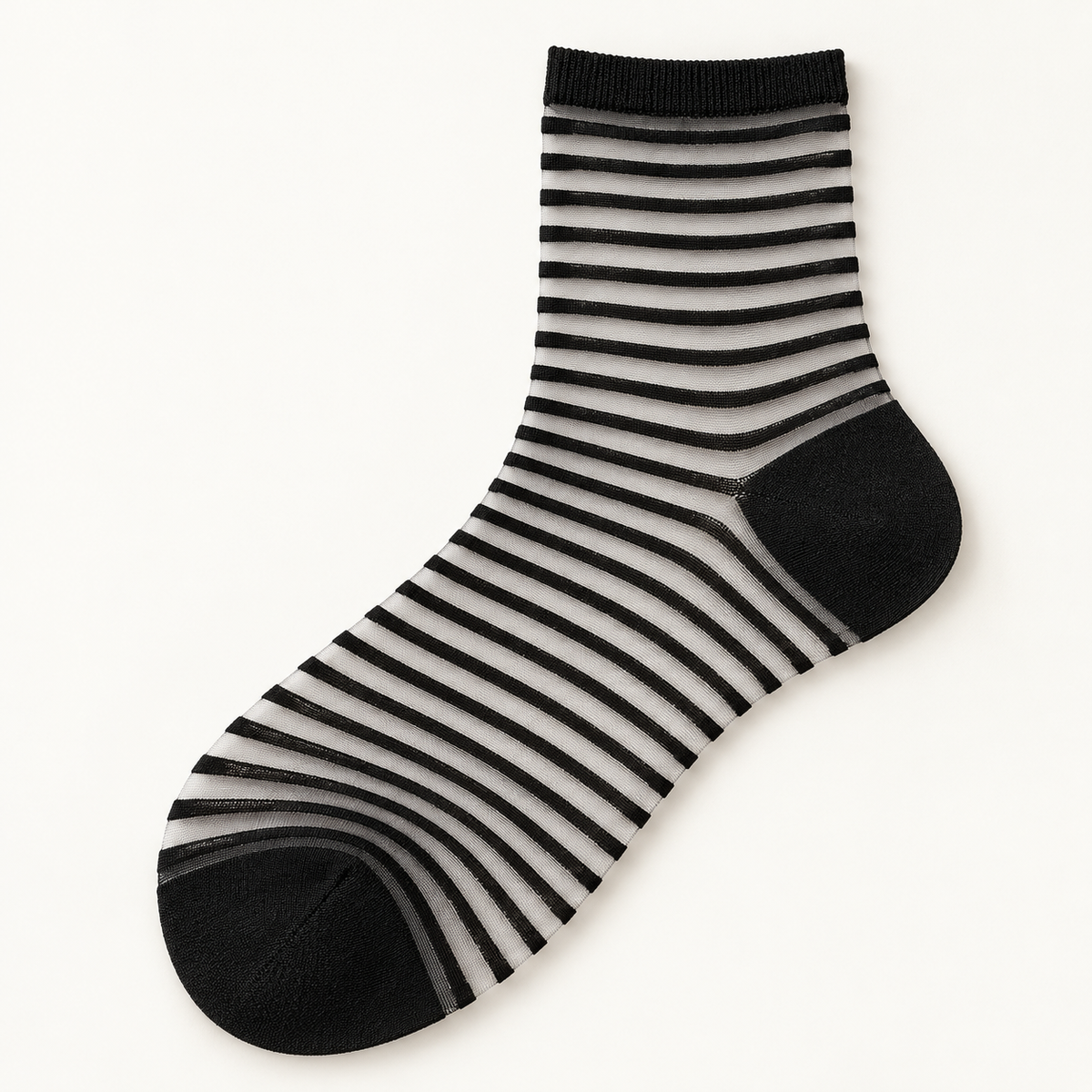 Chaussettes transparentes femme, Rayé noir – La Séductrice Lou Renard