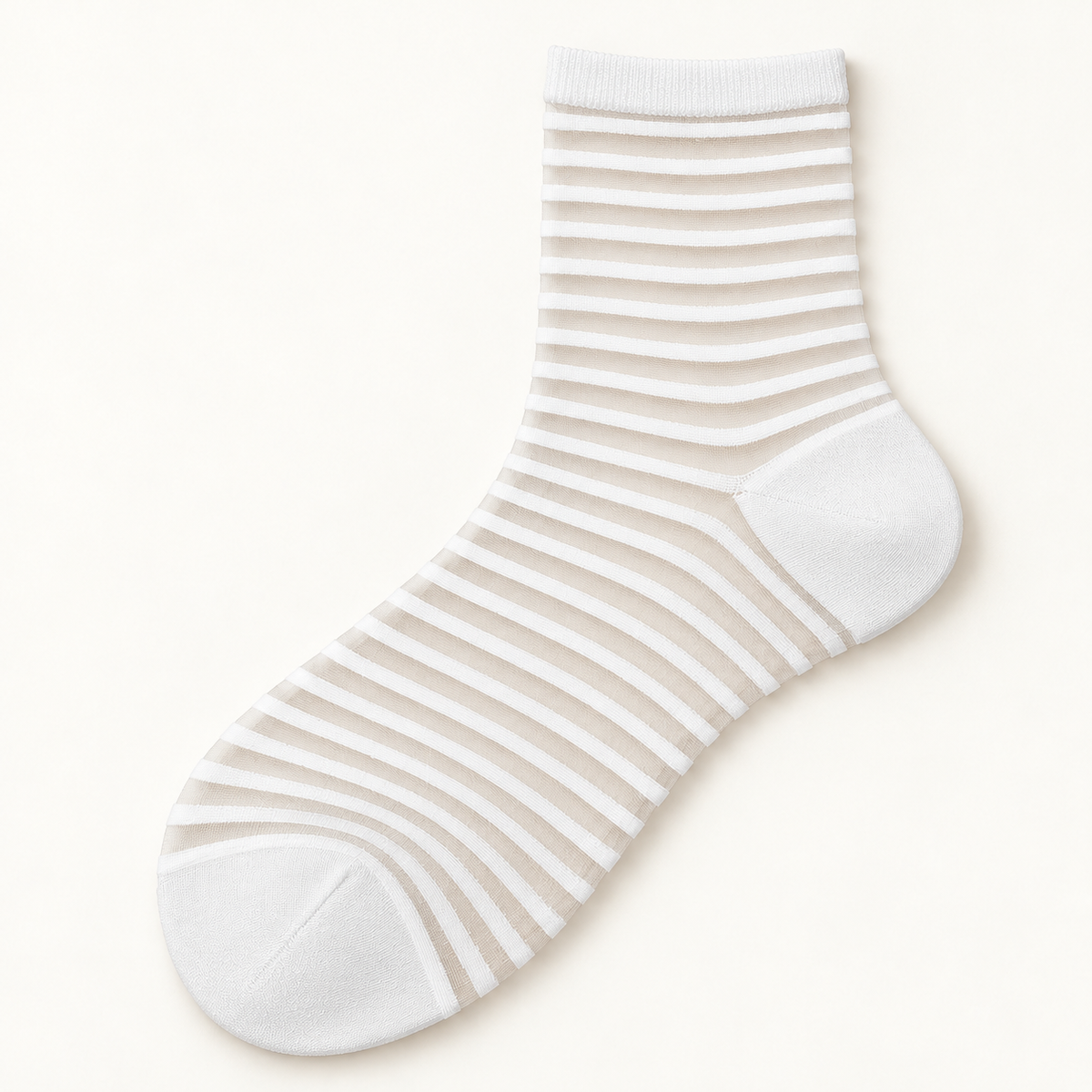 Chaussettes transparentes femme, Rayé blanc – La Séductrice Lou Renard