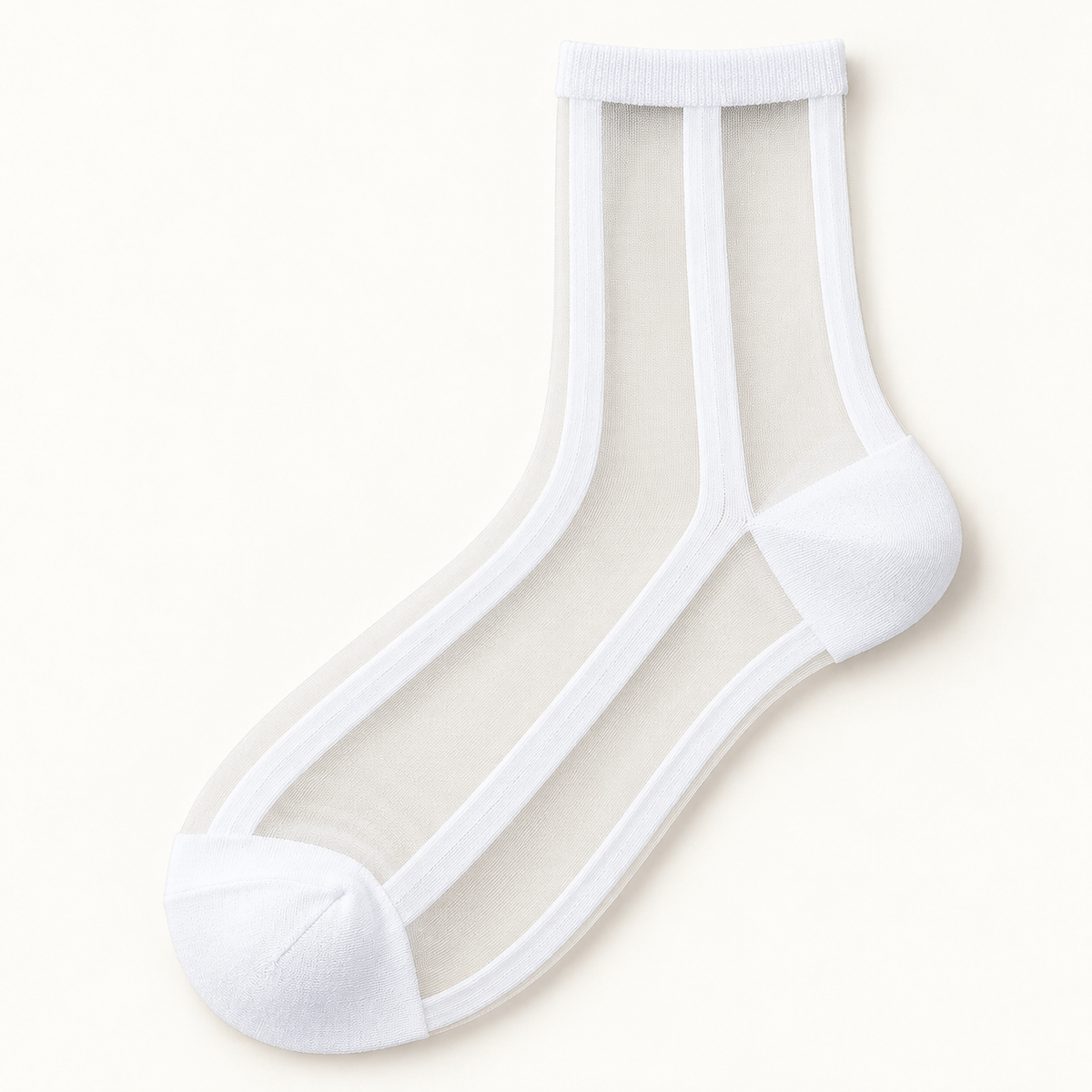 Chaussettes transparentes femme, Lignes blanc – La Séductrice Lou Renard