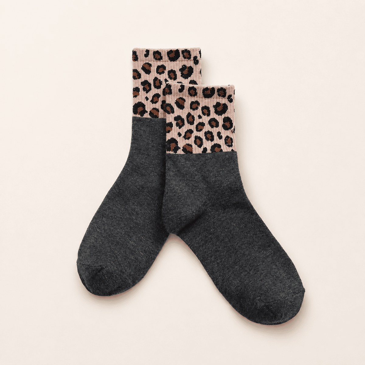 Chaussettes sport femme léopard, Une bande gris – La Sportive Léopard Lou Renard