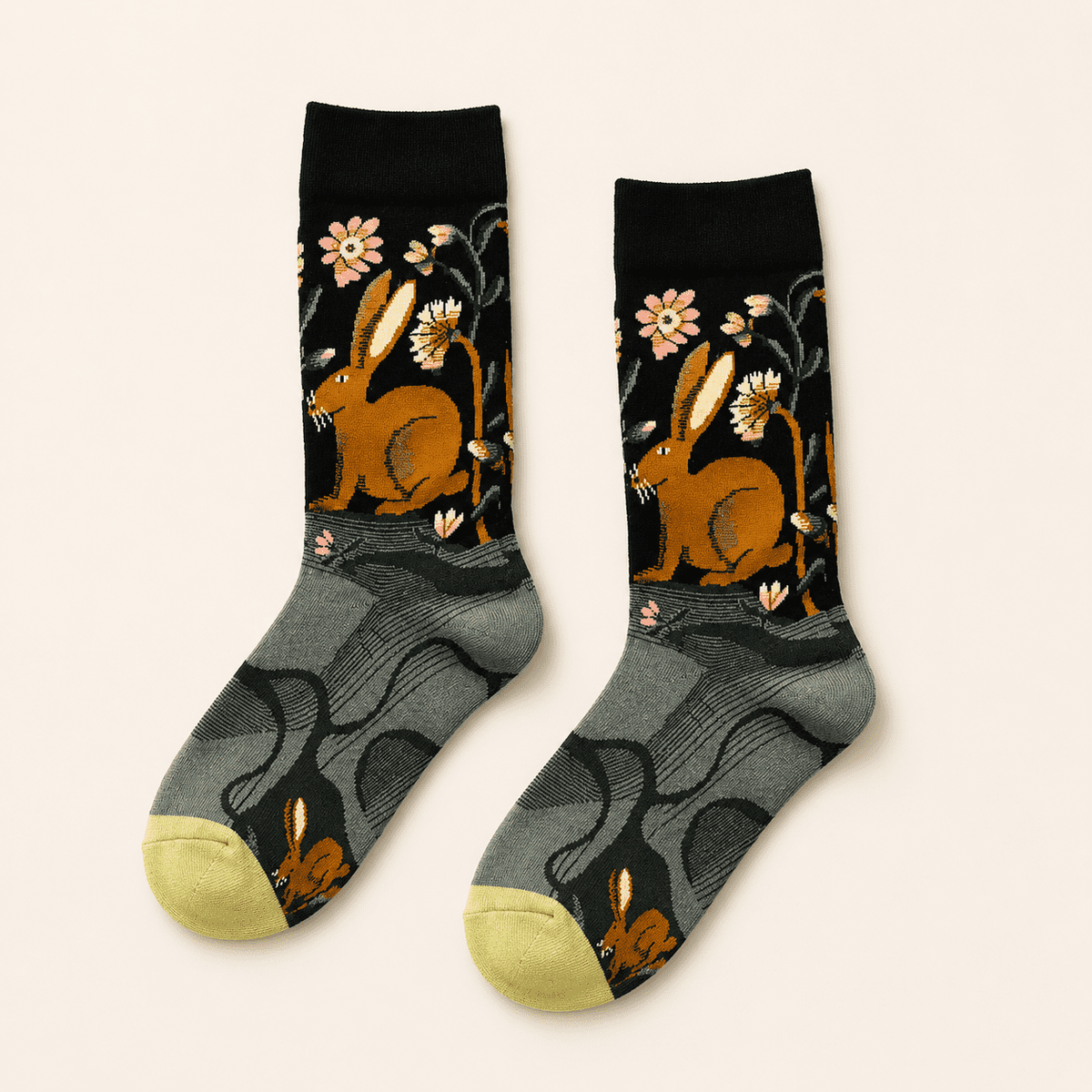 Chaussettes fantaisie femme motifs animaux, Lapin – La Malicieuse Lou Renard
